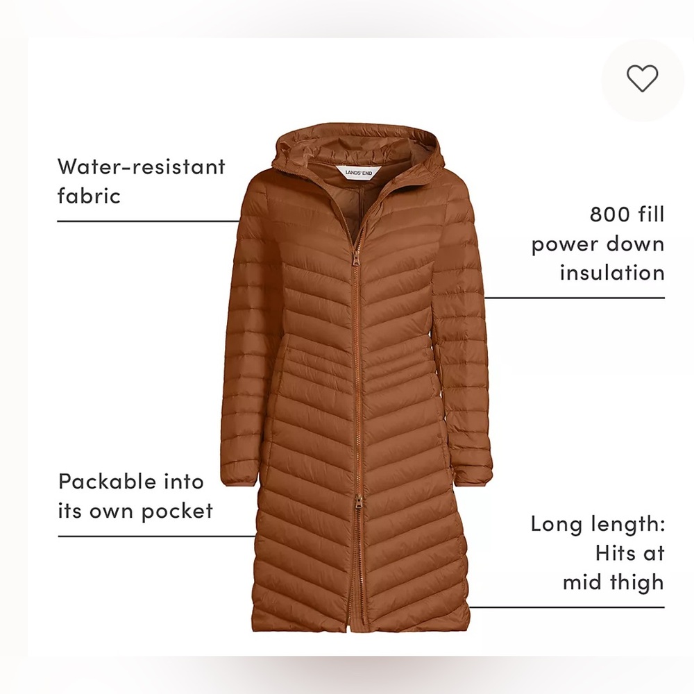 LANDSEND Wanderweight Packable Down Coat Size 1X - image 7